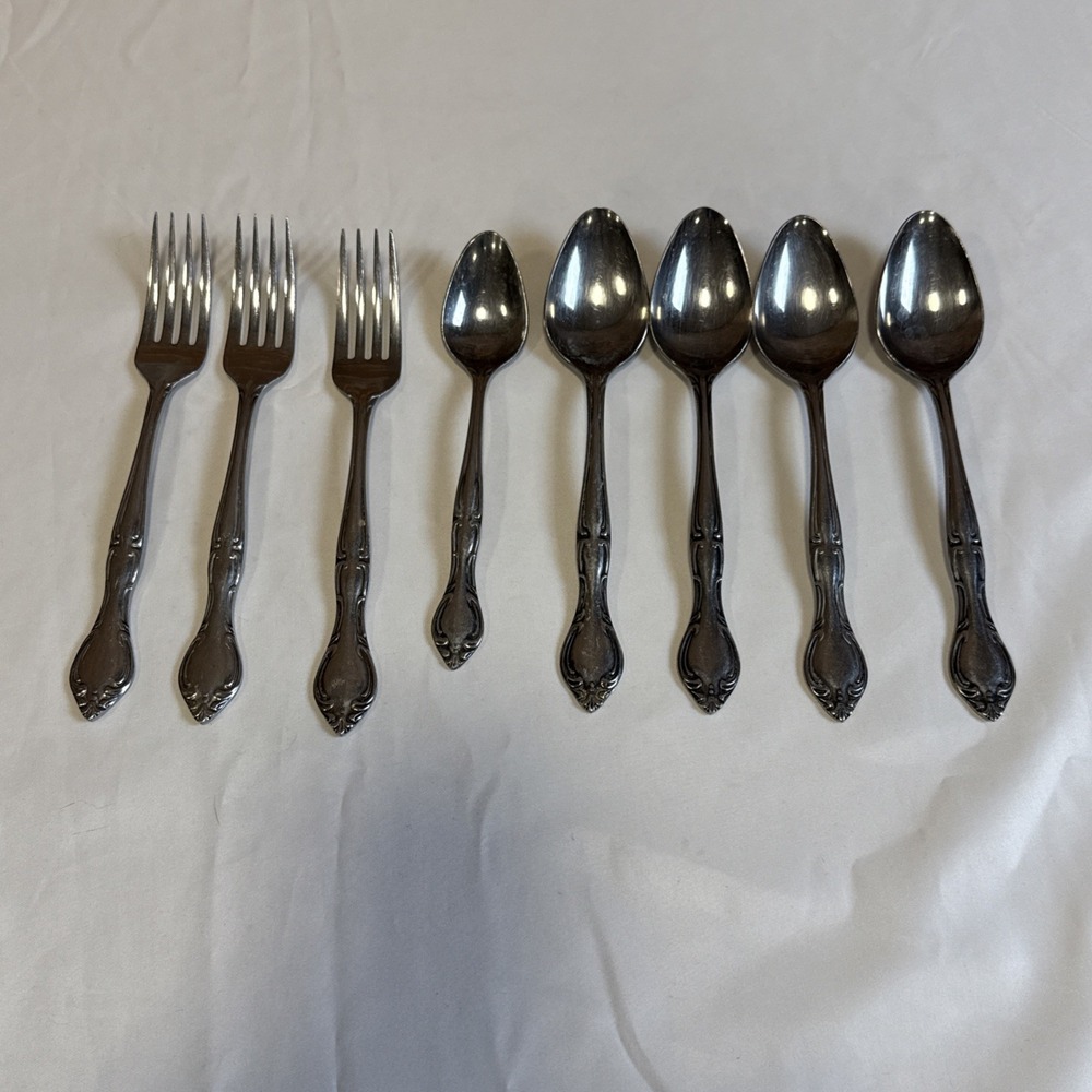 Hampton Court Stainless Japan Flatware Forks Spoon Lot of 8